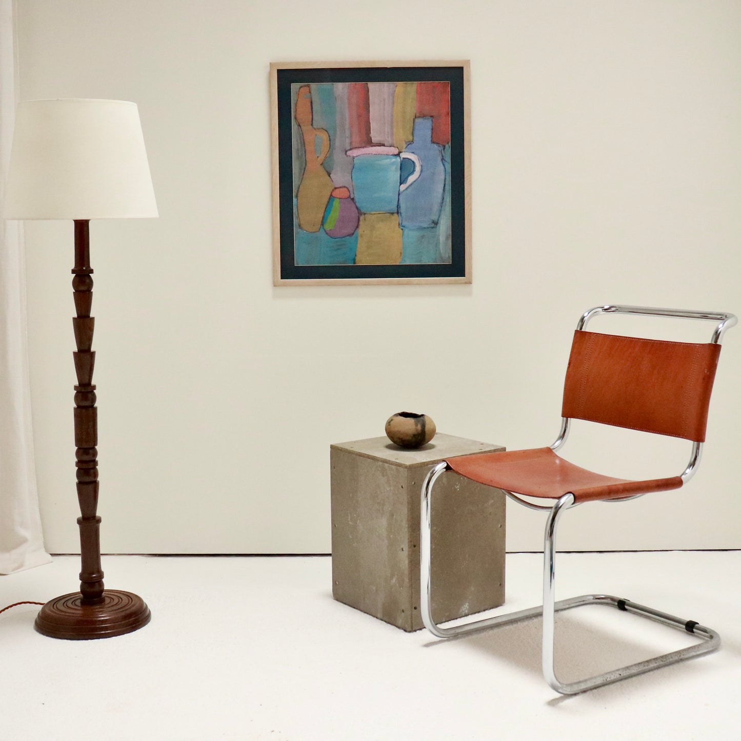 Vintage Turned Walnut Floor Lamp