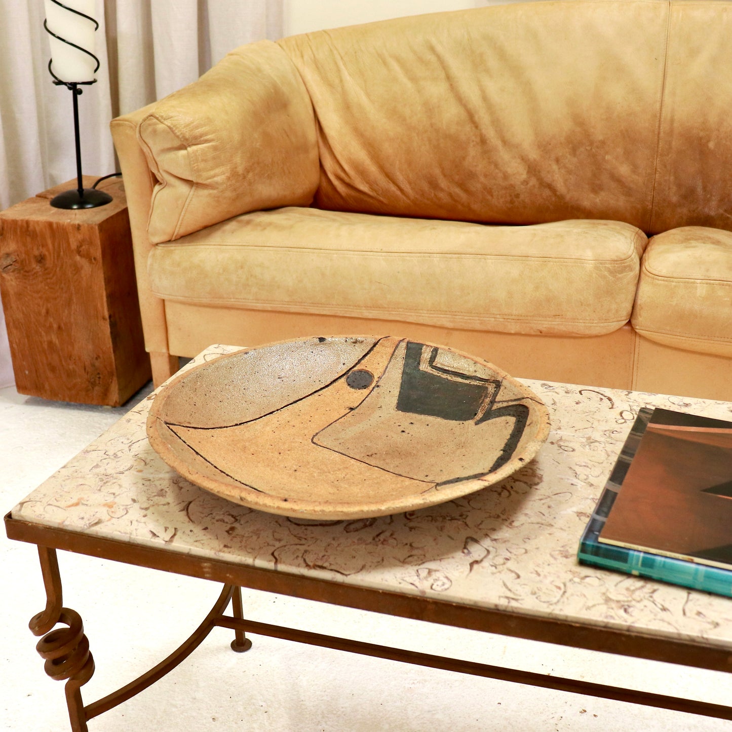 Interior styling with mid-century studio ceramic platter