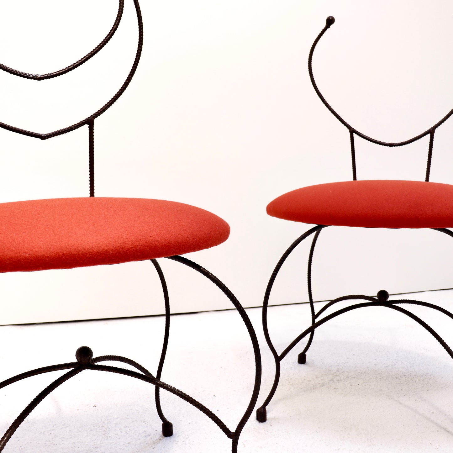 Pair of Artisan Blacksmith-Made Chairs with Kvadrat Wool Seats