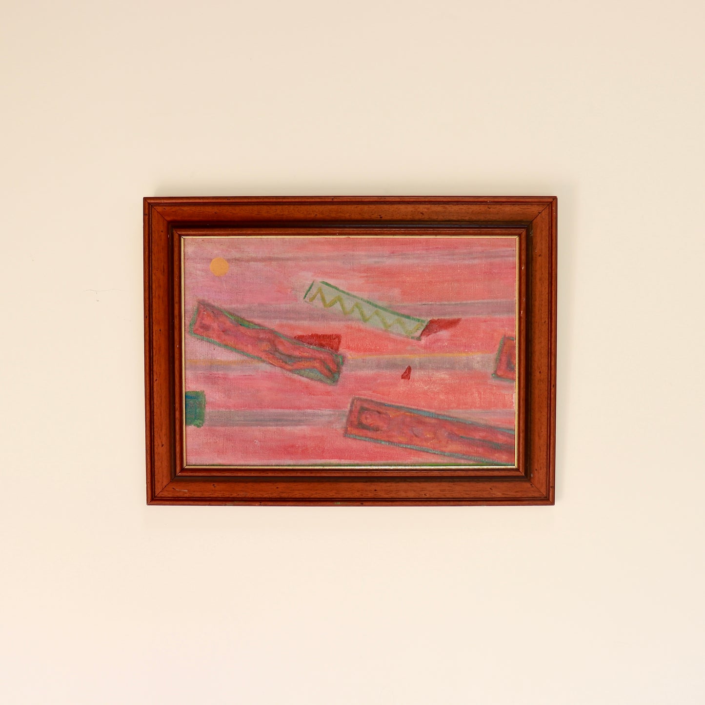 Holiday Vibes oil painting depicting abstracted beachgoers on towels