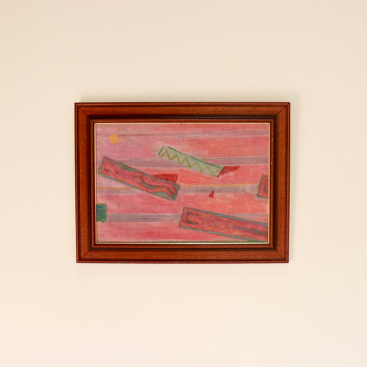 Holiday Vibes oil painting depicting abstracted beachgoers on towels