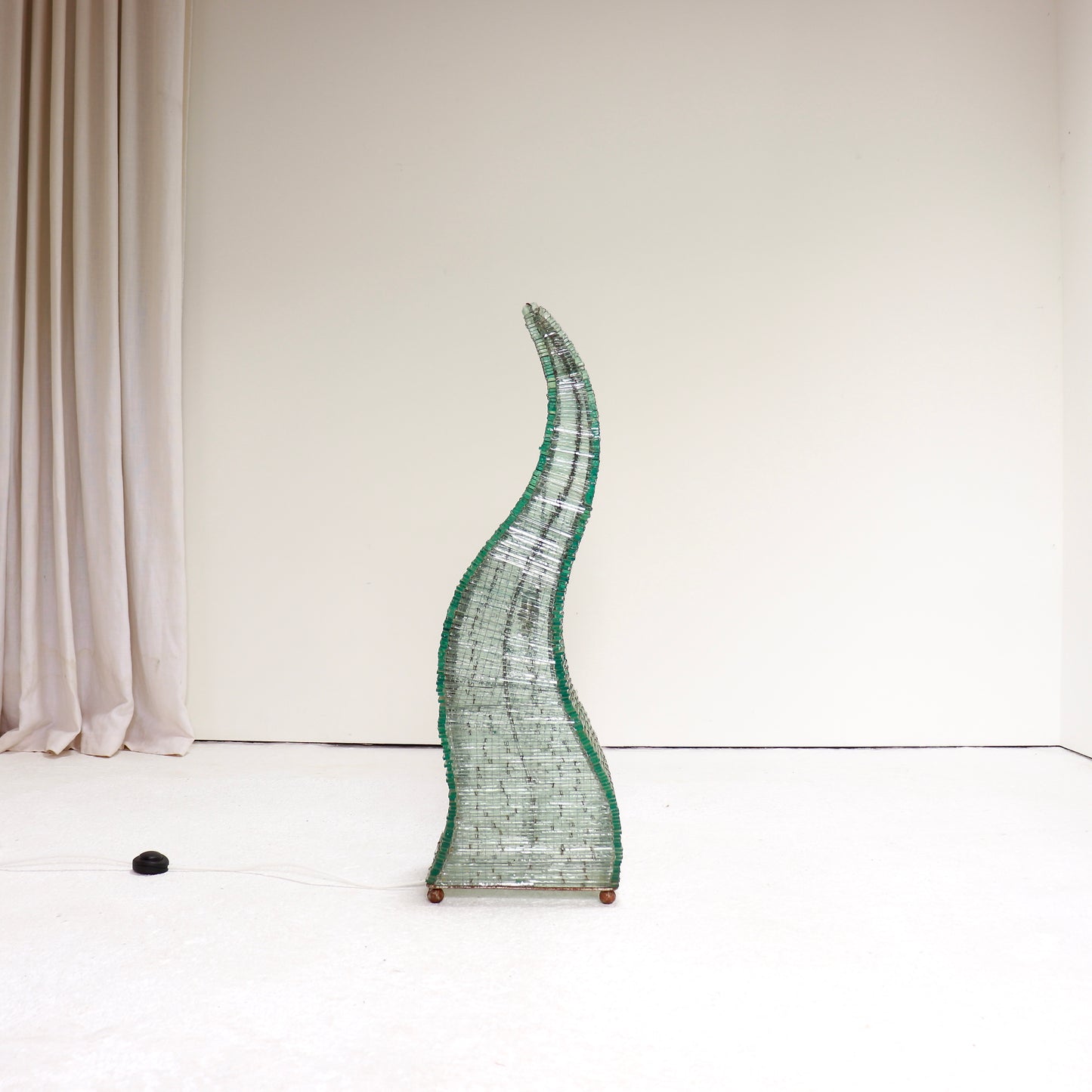 Hand-cut glass fragment floor lamp on steel frame