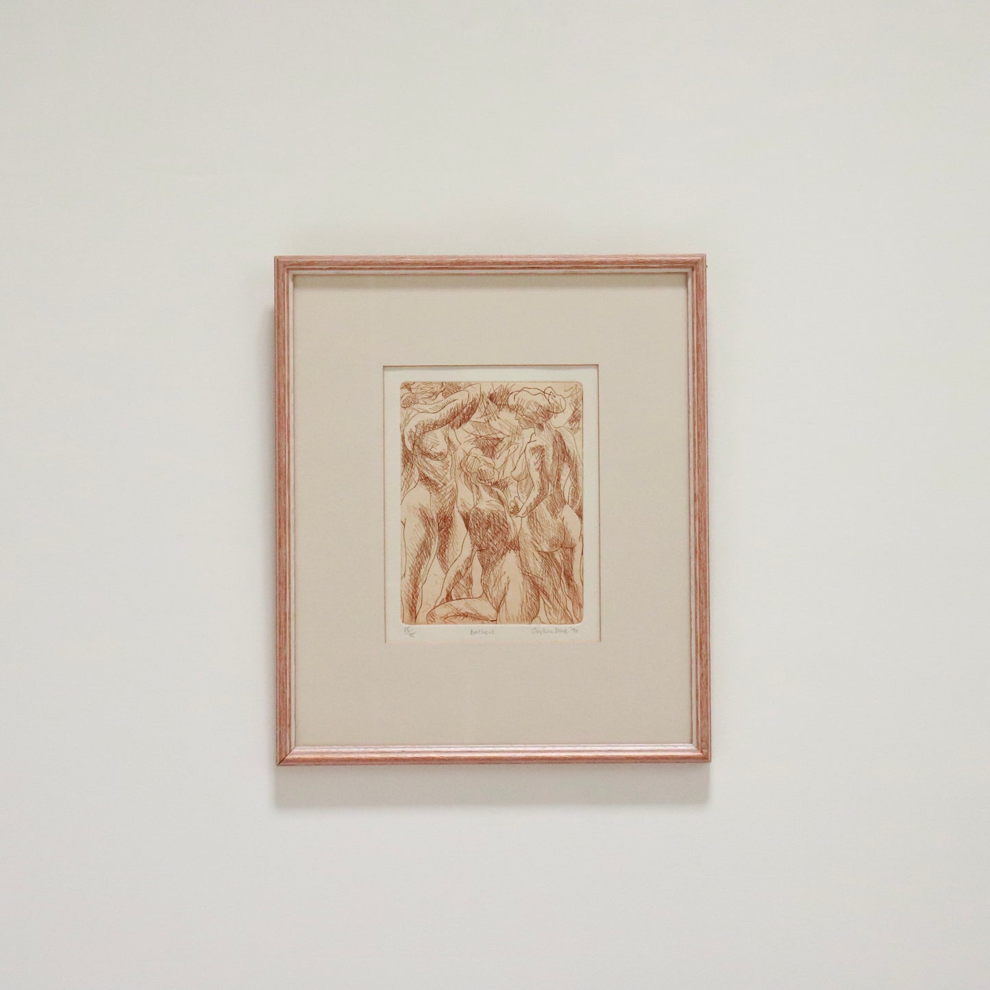 “Stephen Dove, Bathers (1990): signed, editioned etching framed under glass.”