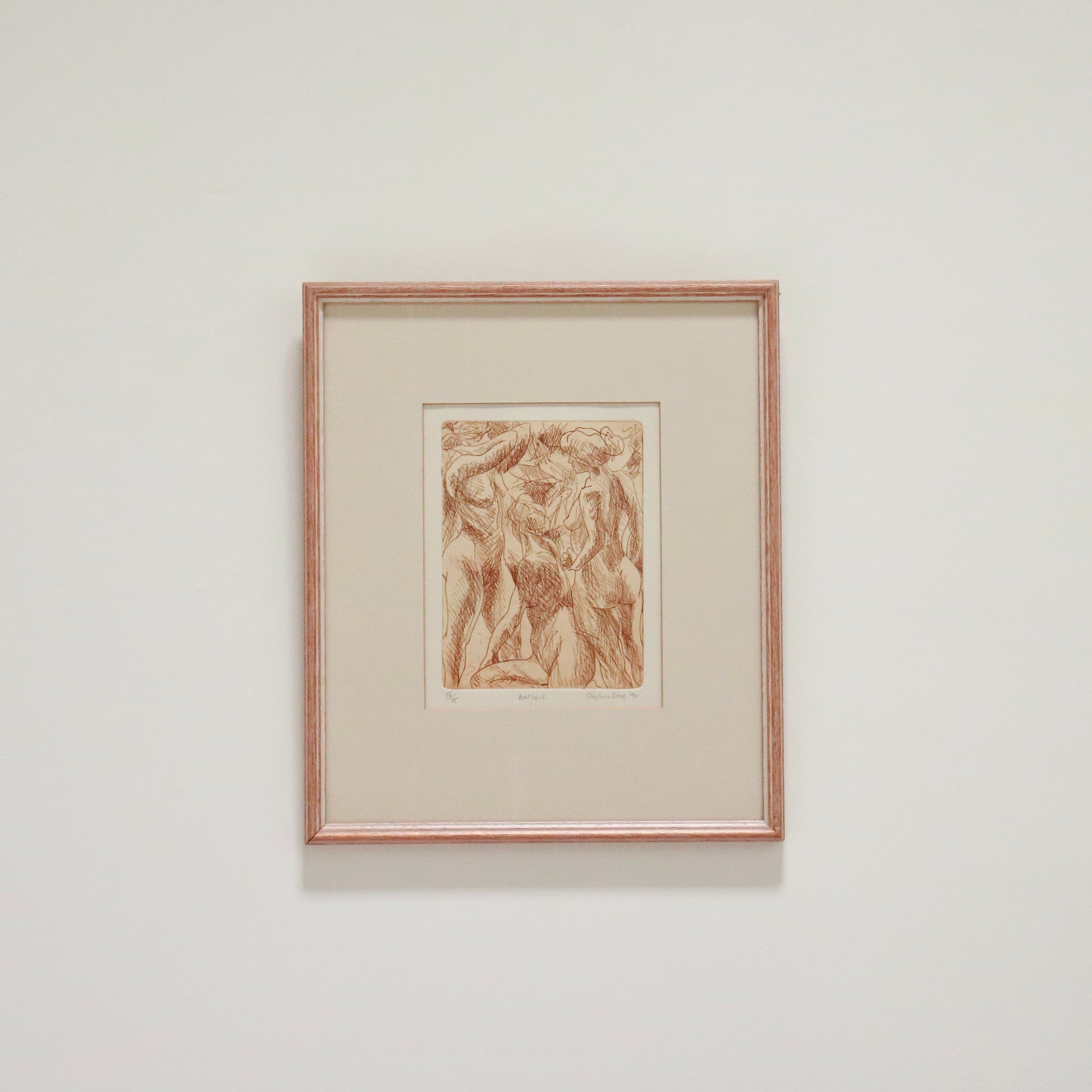 “Stephen Dove, Bathers (1990): signed, editioned etching framed under glass.”