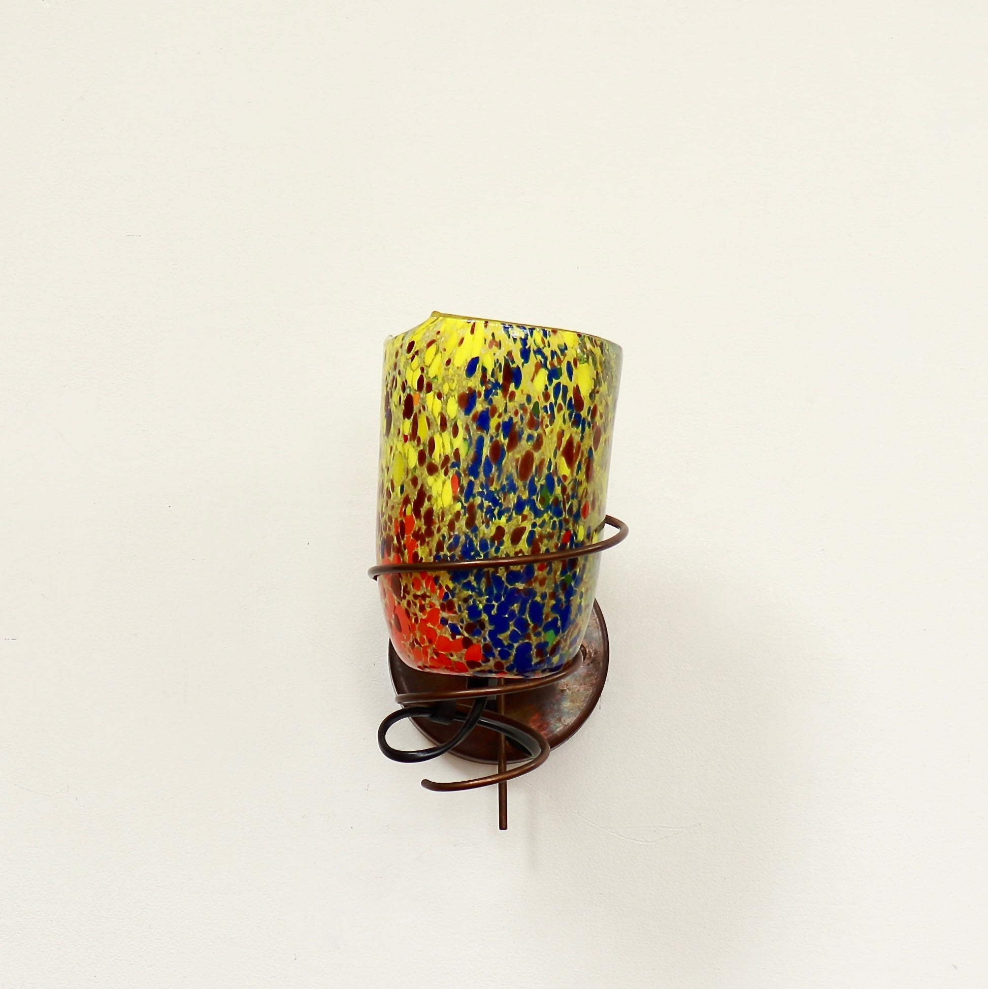 Italian Murano glass wall sconce with yellow confetti glass