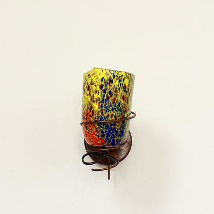Italian Murano glass wall sconce with yellow confetti glass