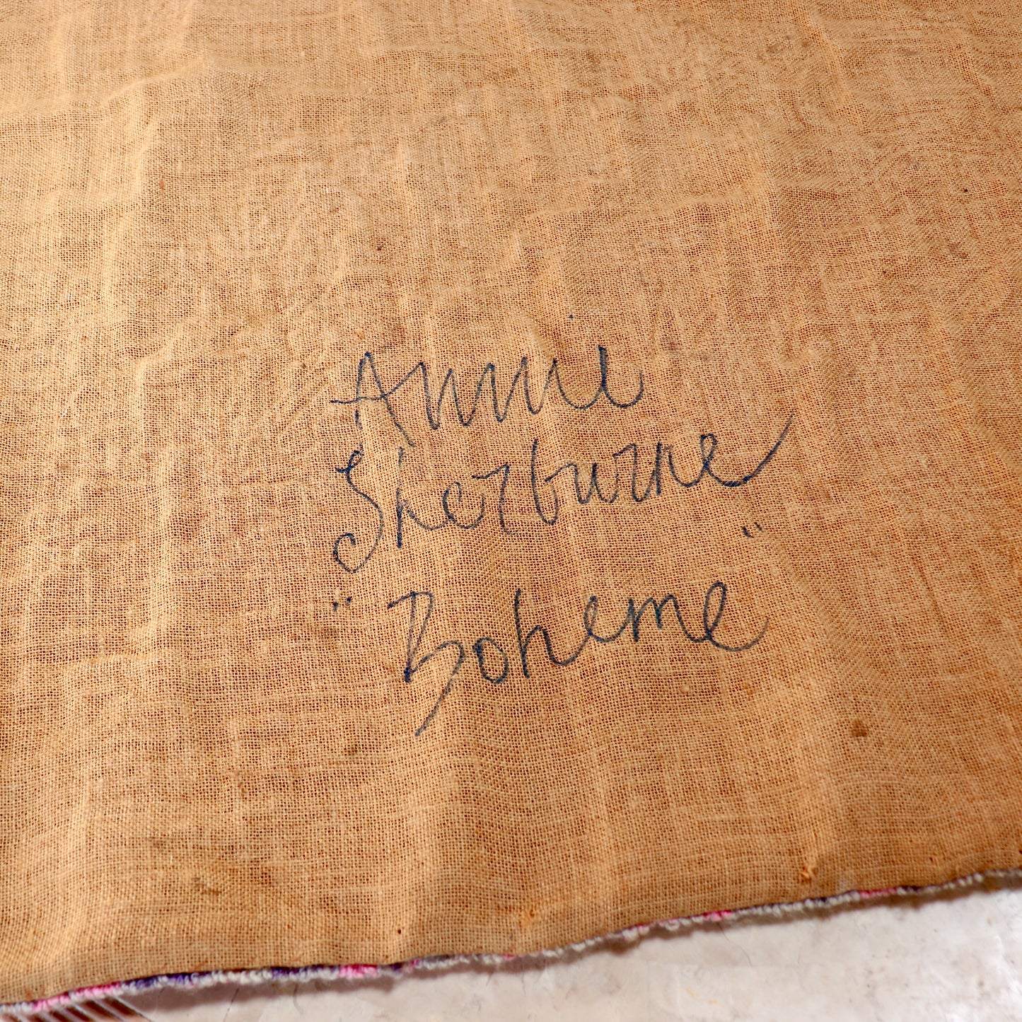 Annie Sherburne textile artwork with velcro hanging system