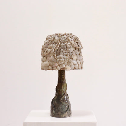 Ceramic Folk Lamp with French shell shade