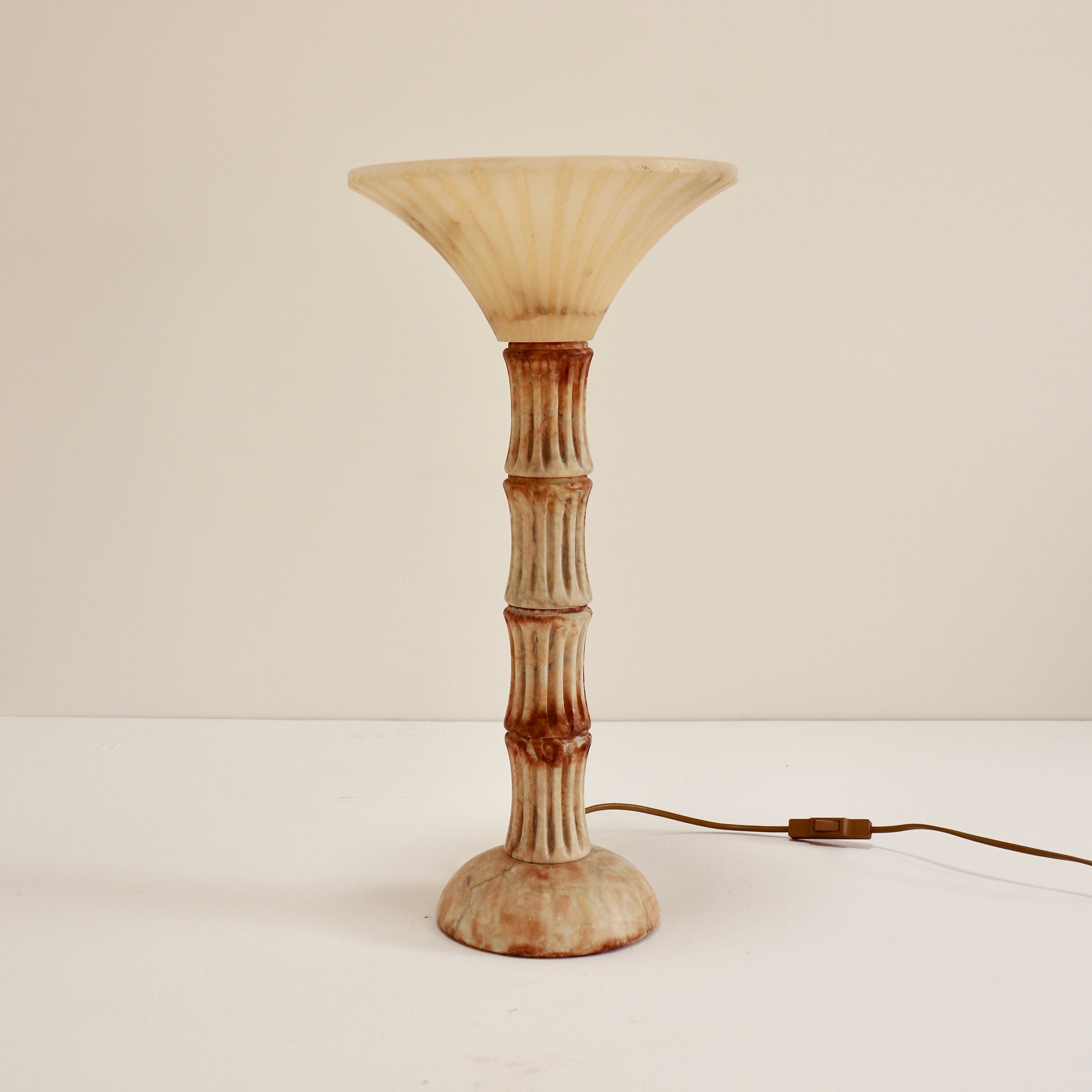 1970s alabaster table lamp with fluted column.