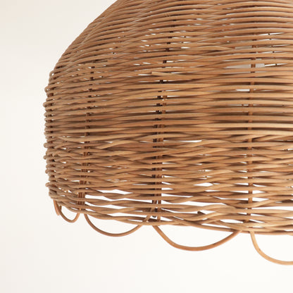 Scalloped edge detail of rattan lampshade

