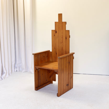 Architect’s Throne Chair in Pine — Attributed to Renzo Baldanello (Italy)