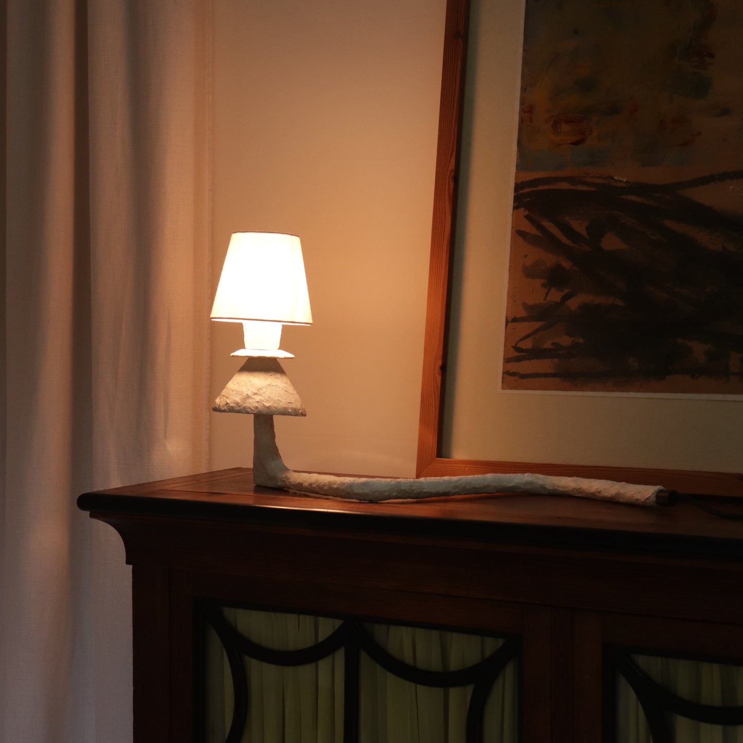 Artist-Made Plaster Table Lamp