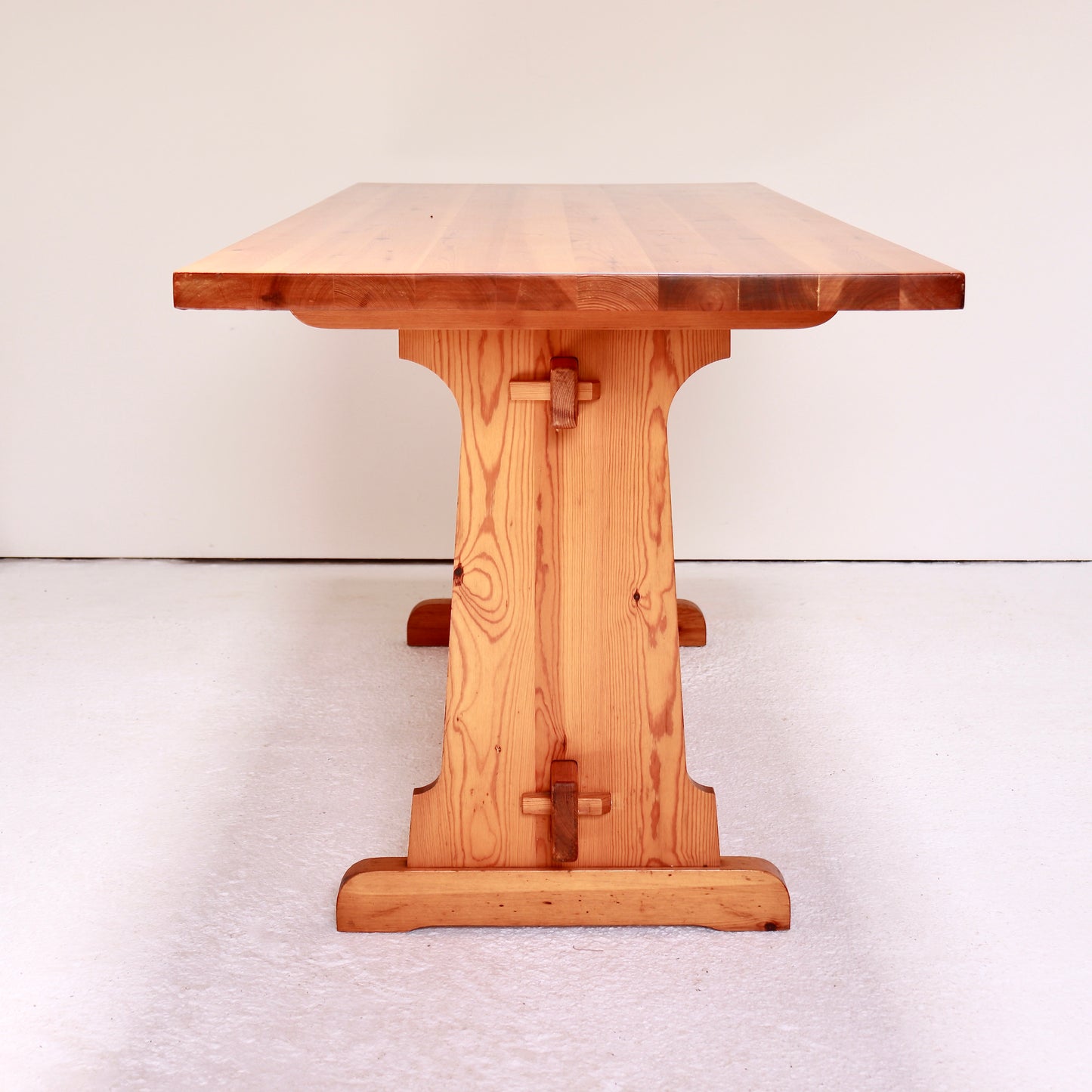 Mid-Century Scandinavian Pine Dining Table and Six Chairs