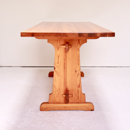 Mid-Century Scandinavian Pine Dining Table and Six Chairs
