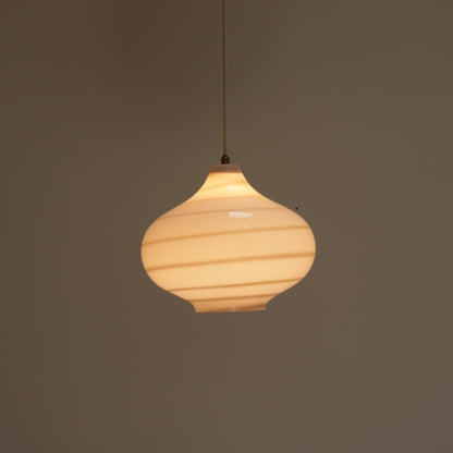 Vintage spiral opaline pendant light