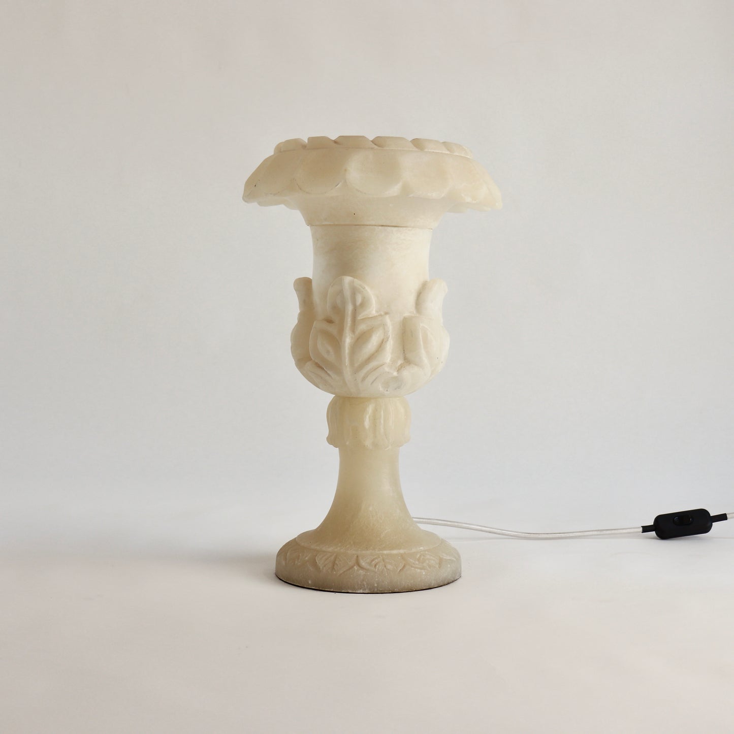 Vintage carved alabaster urn table lamp