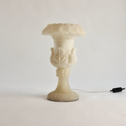 Vintage carved alabaster urn table lamp