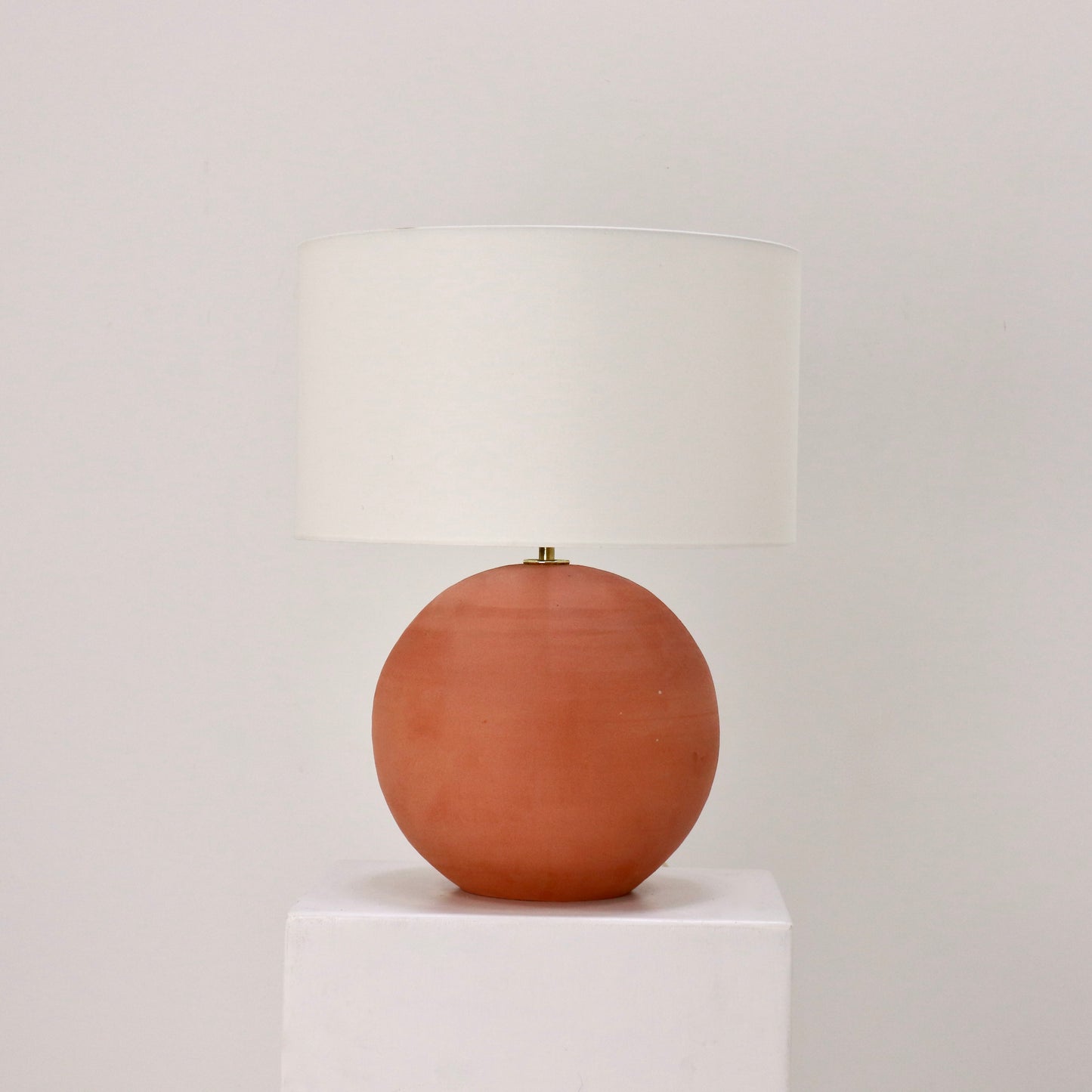 Vintage Italian terracotta table lamp with white shade