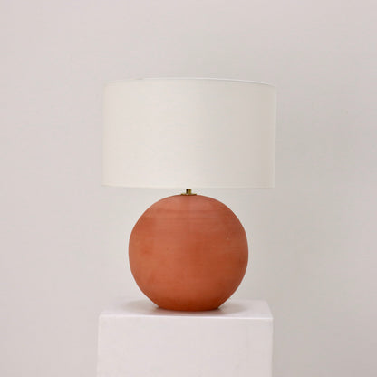 Vintage Italian terracotta table lamp with white shade