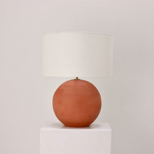 Vintage Italian terracotta table lamp with white shade