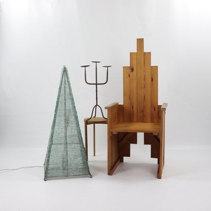 Large Postmodern Glass Pyramid Lamp