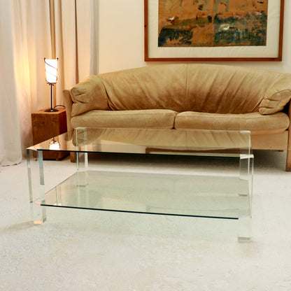 Vintage Glass and Lucite coffee table