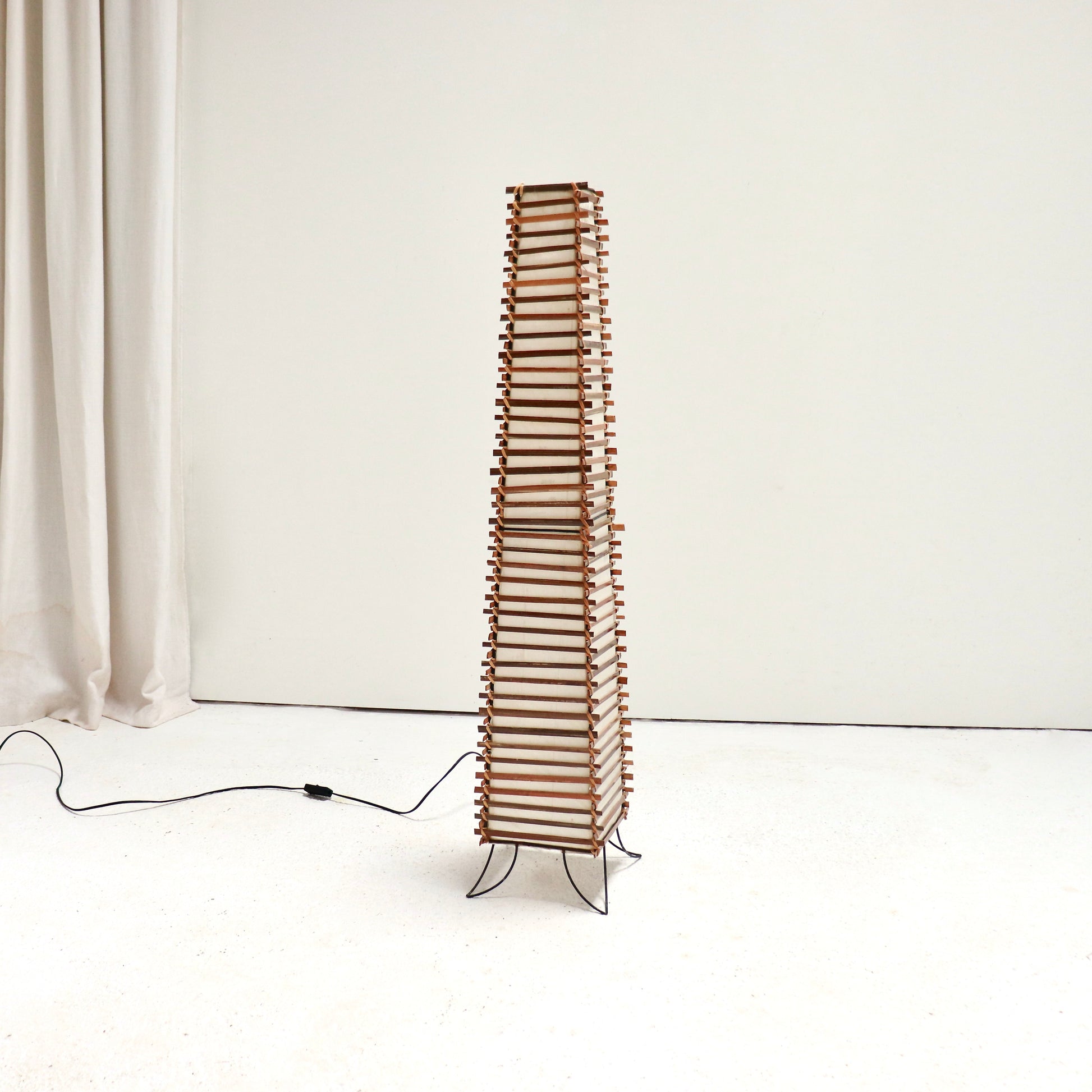 Mid-century Japanese bamboo floor lamp