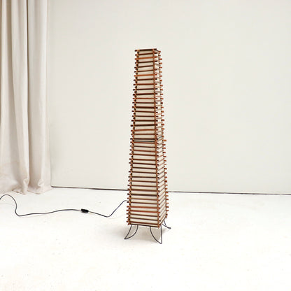 Mid-century Japanese bamboo floor lamp