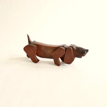 Carved Wooden Dachshund Sculpture