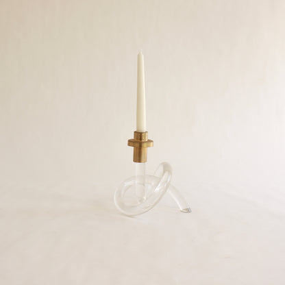 clear acrylic sculptural candlestick
