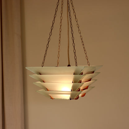 Vintage Art Deco hanging light illuminated