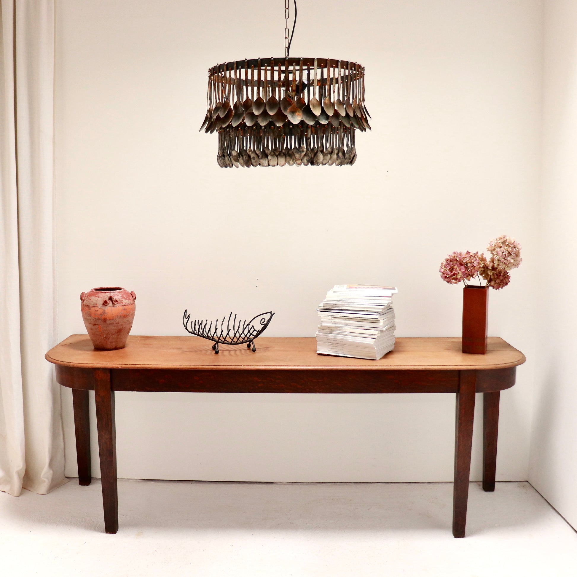 Antique oak console in interior setting