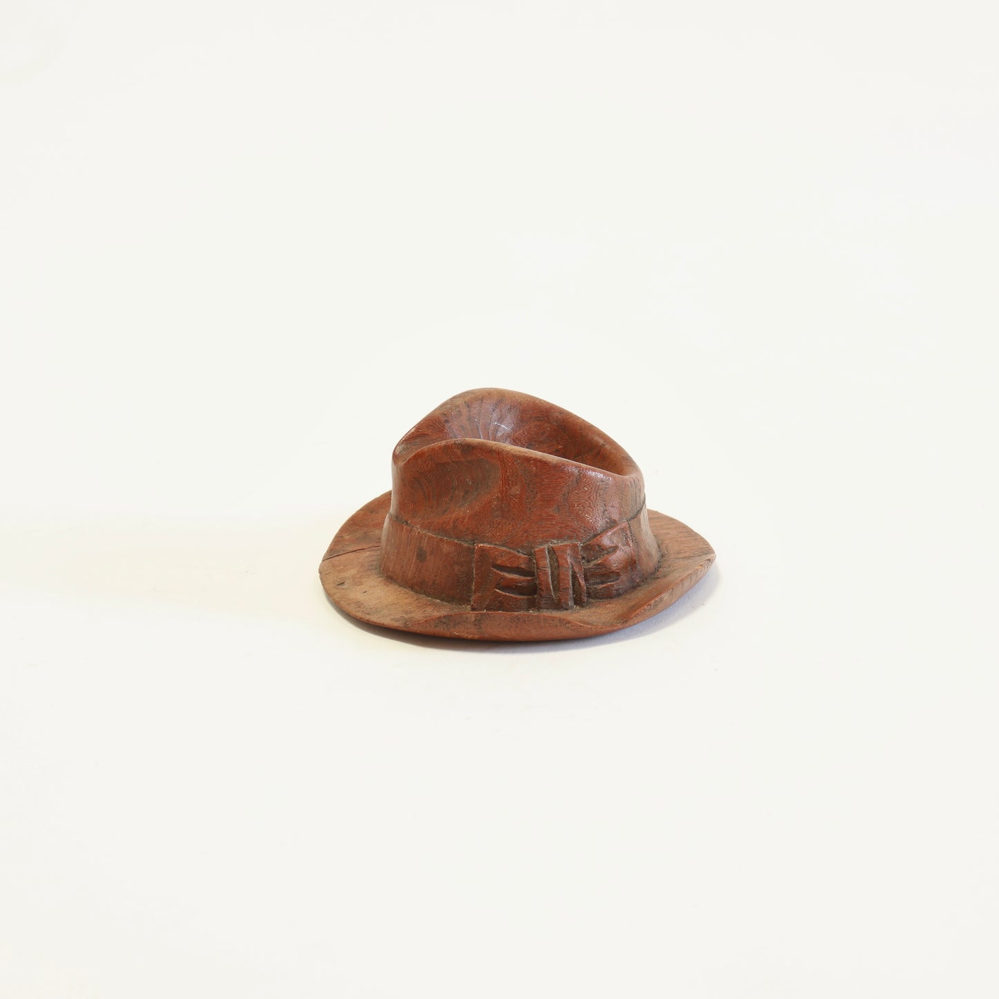 Hand Carved Wooden Fedora Ashtray