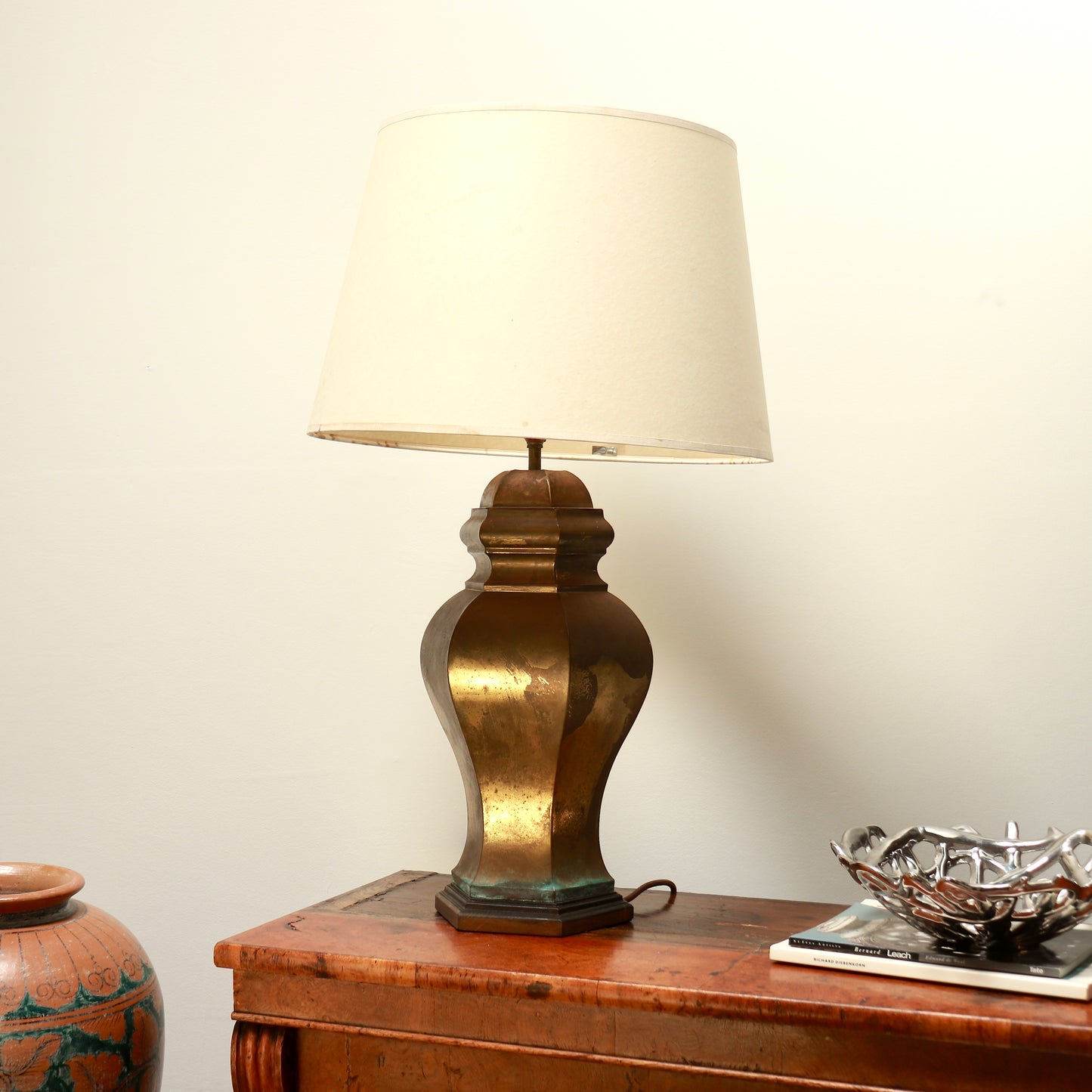 Vintage Pressed Brass Table Lamp