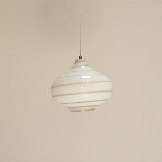 Vintage spiral opaline pendant light