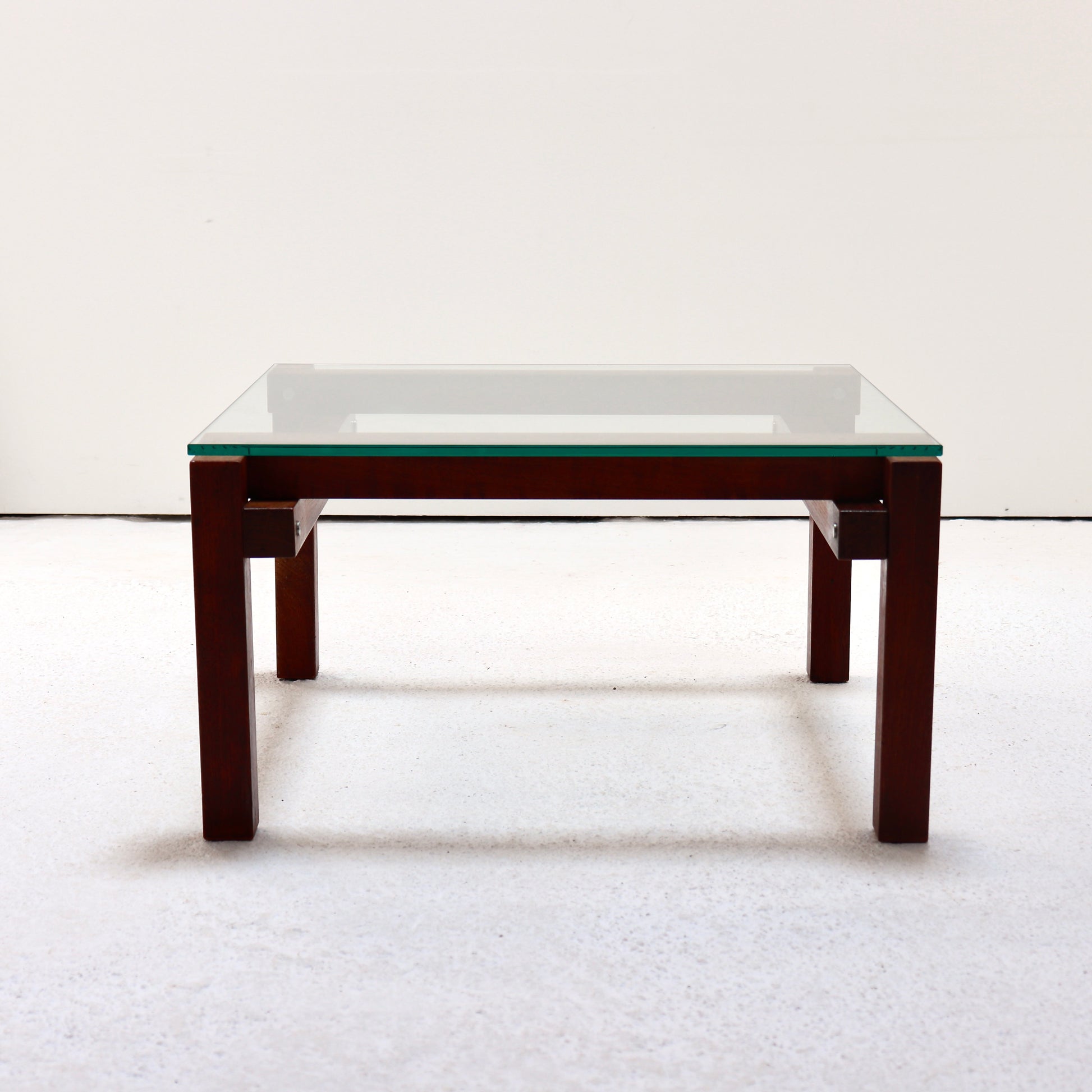 Mid-century hardwood and glass coffee table by John Makepeace