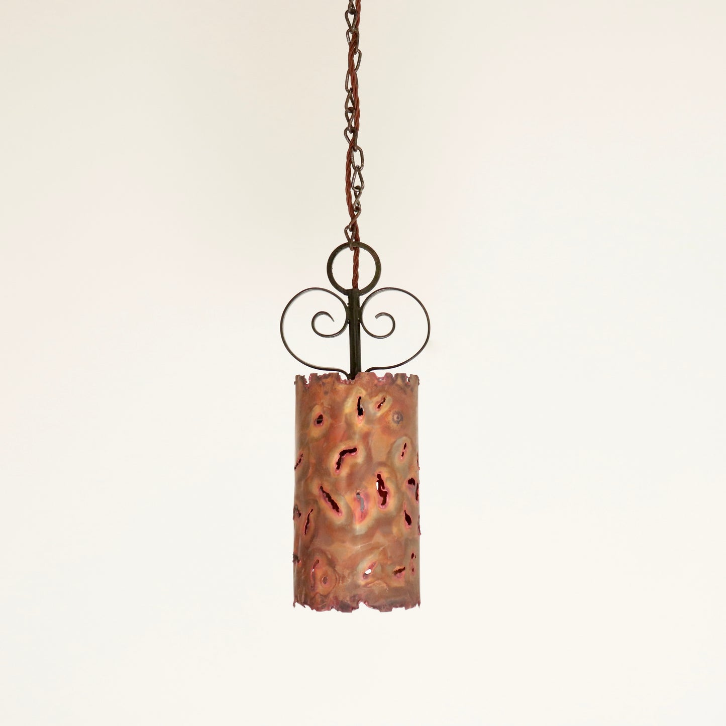 Artisan-Made Copper and Wrought Iron Pendant Light