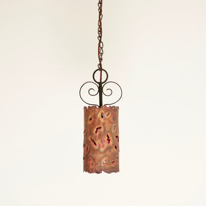 Artisan-Made Copper and Wrought Iron Pendant Light