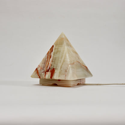 1970s style onyx pyramid light with red mineral veining