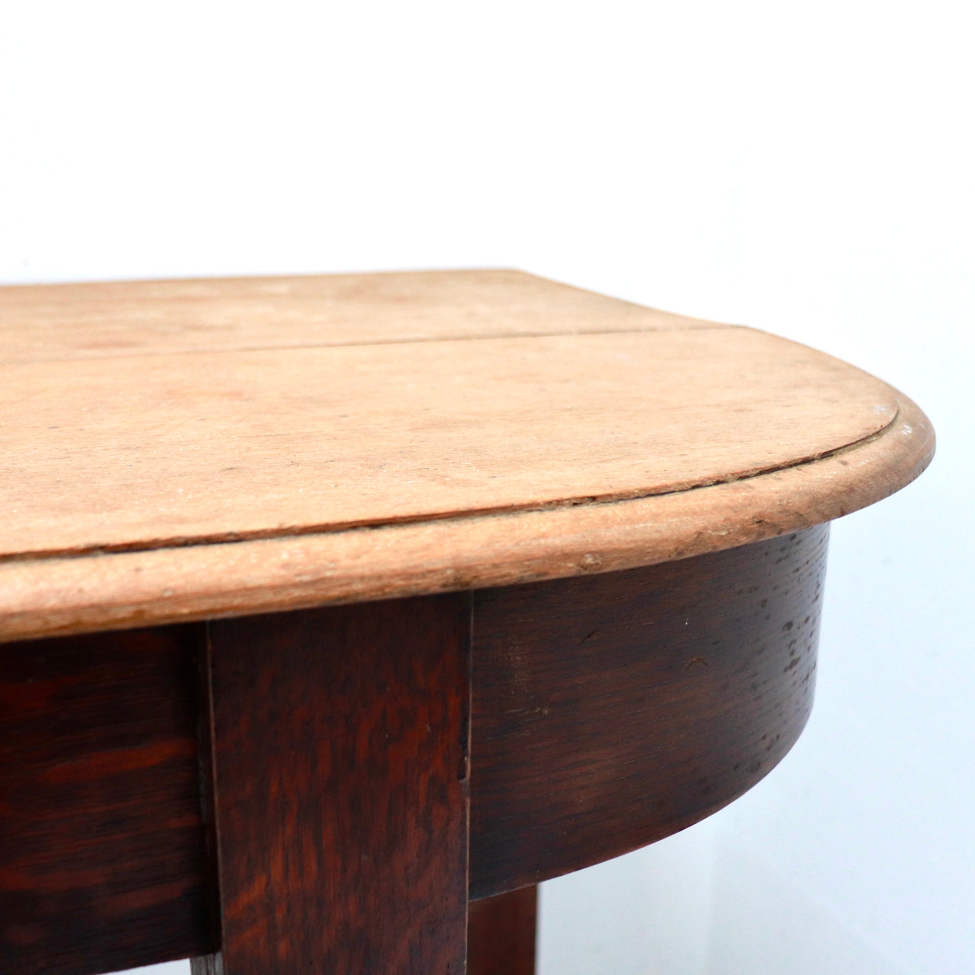 Solid oak antique table surface detail