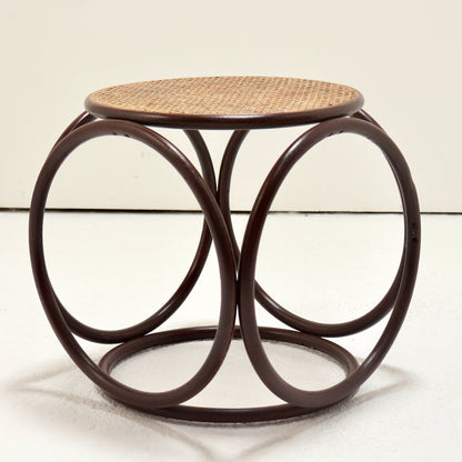 Side view showing the circular bentwood loops and round base