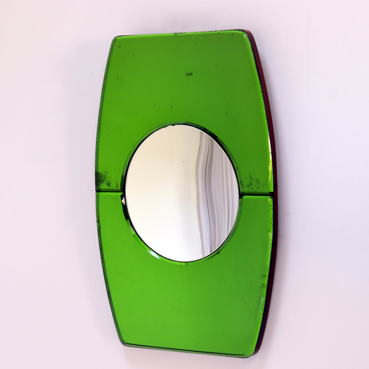 Art Deco Green Glass Convex Mirror