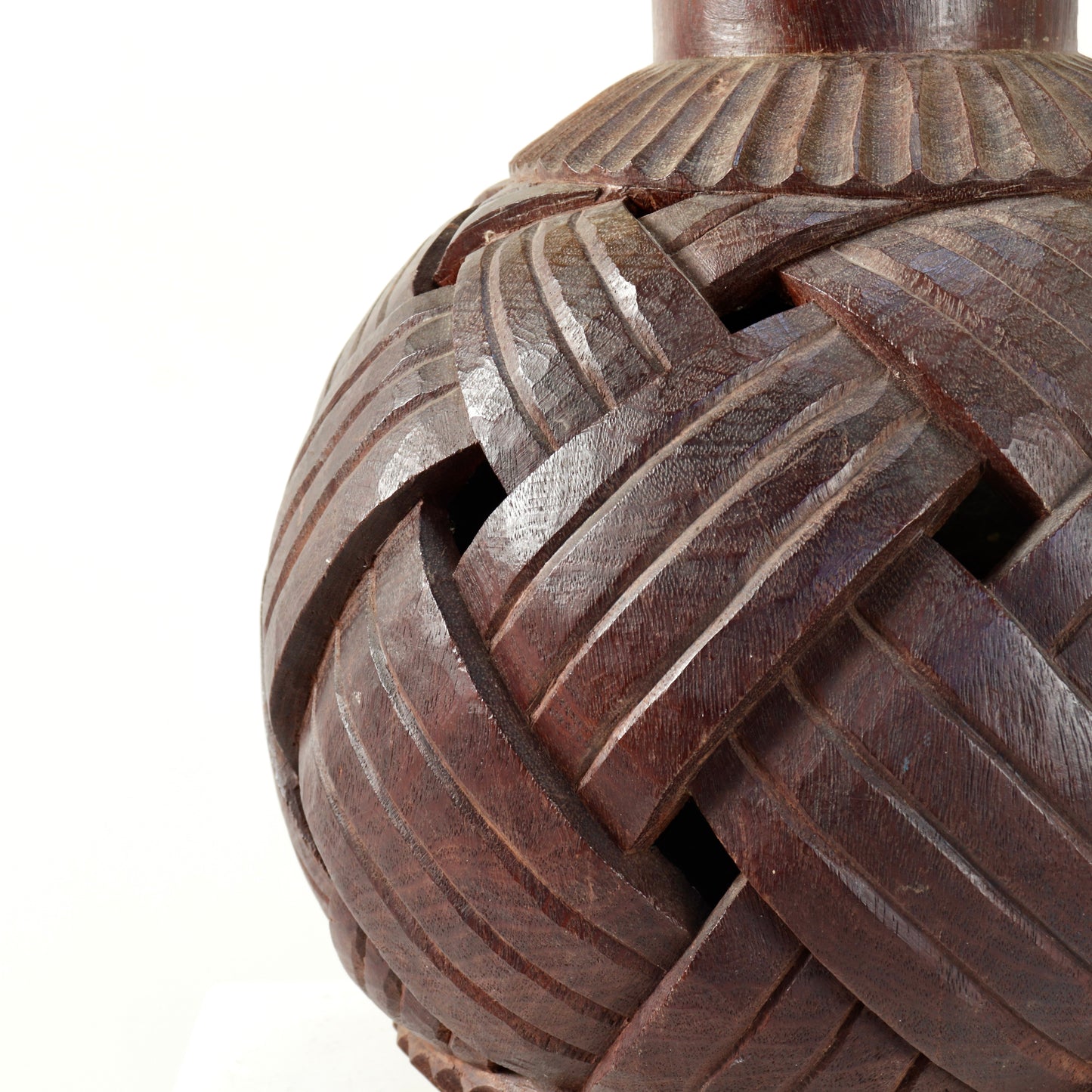 Large Hand-Carved Wooden Lamp