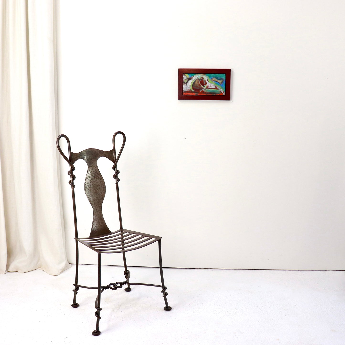 Wall-mounted mid-century abstract framed painting