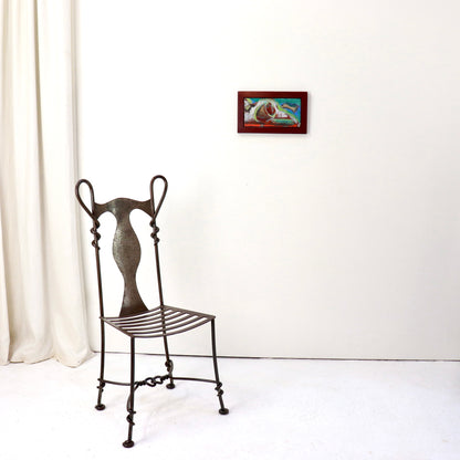 Wall-mounted mid-century abstract framed painting