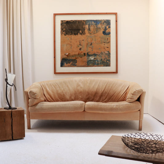 “Front view Mogens Hansen Model 535 Danish leather sofa in pale aniline leather.”