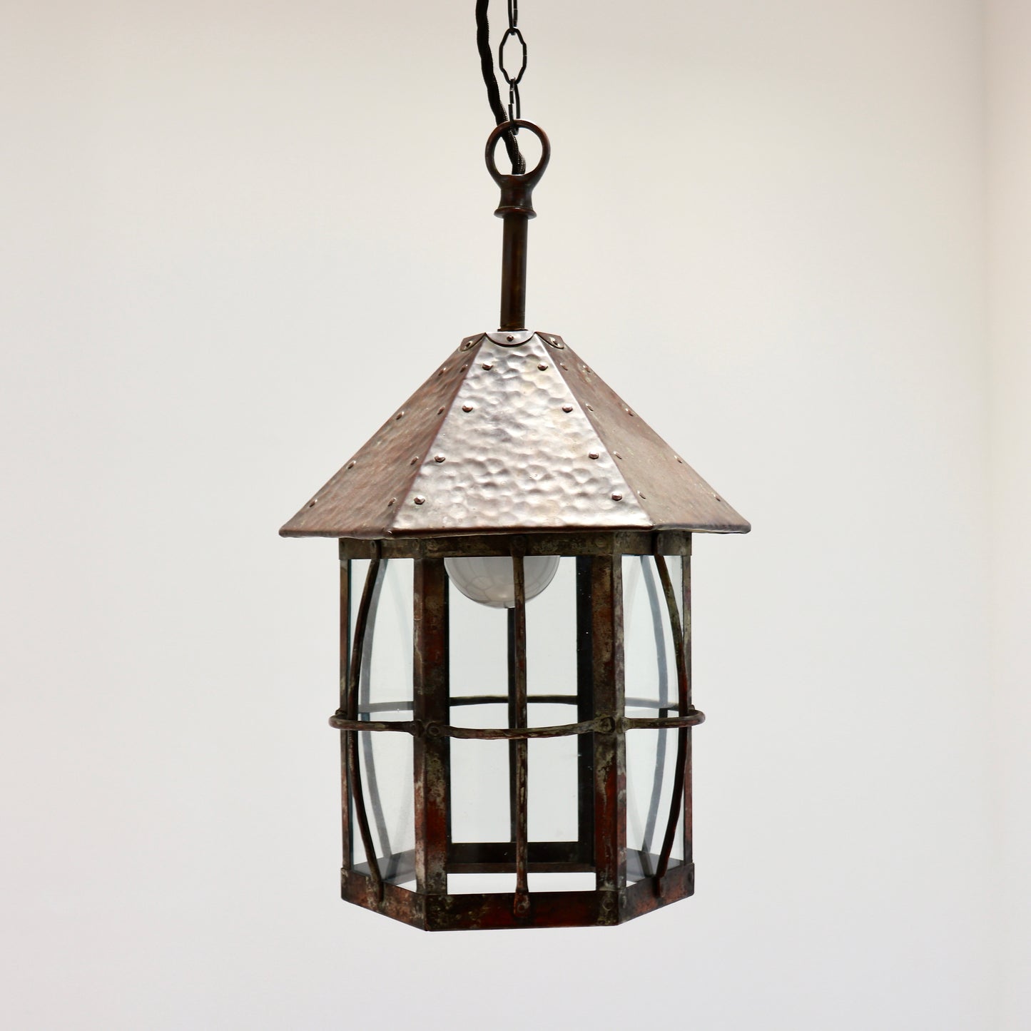 Early 20th century copper and glass lantern light