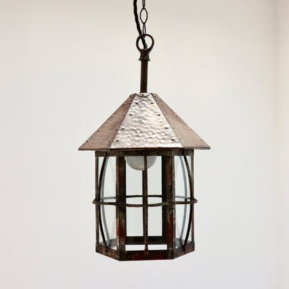 Early 20th century copper and glass lantern light