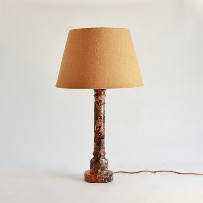 Vintage Brèche d’Alep marble table lamp with linen shade