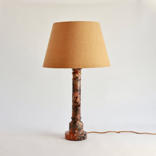 Vintage Brèche d’Alep marble table lamp with linen shade